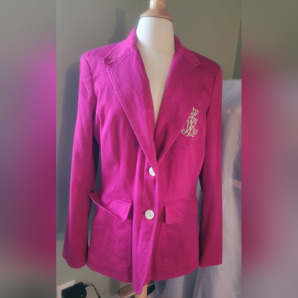 Lauren Ralph Lauren Pink Tailored Blazer with Embroidered Detail